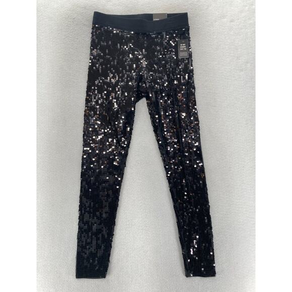 Express Leggings Women's Small Black Sequins Stretch High Rise Skinny Ankle NWT‎ - Picture 1 of 13